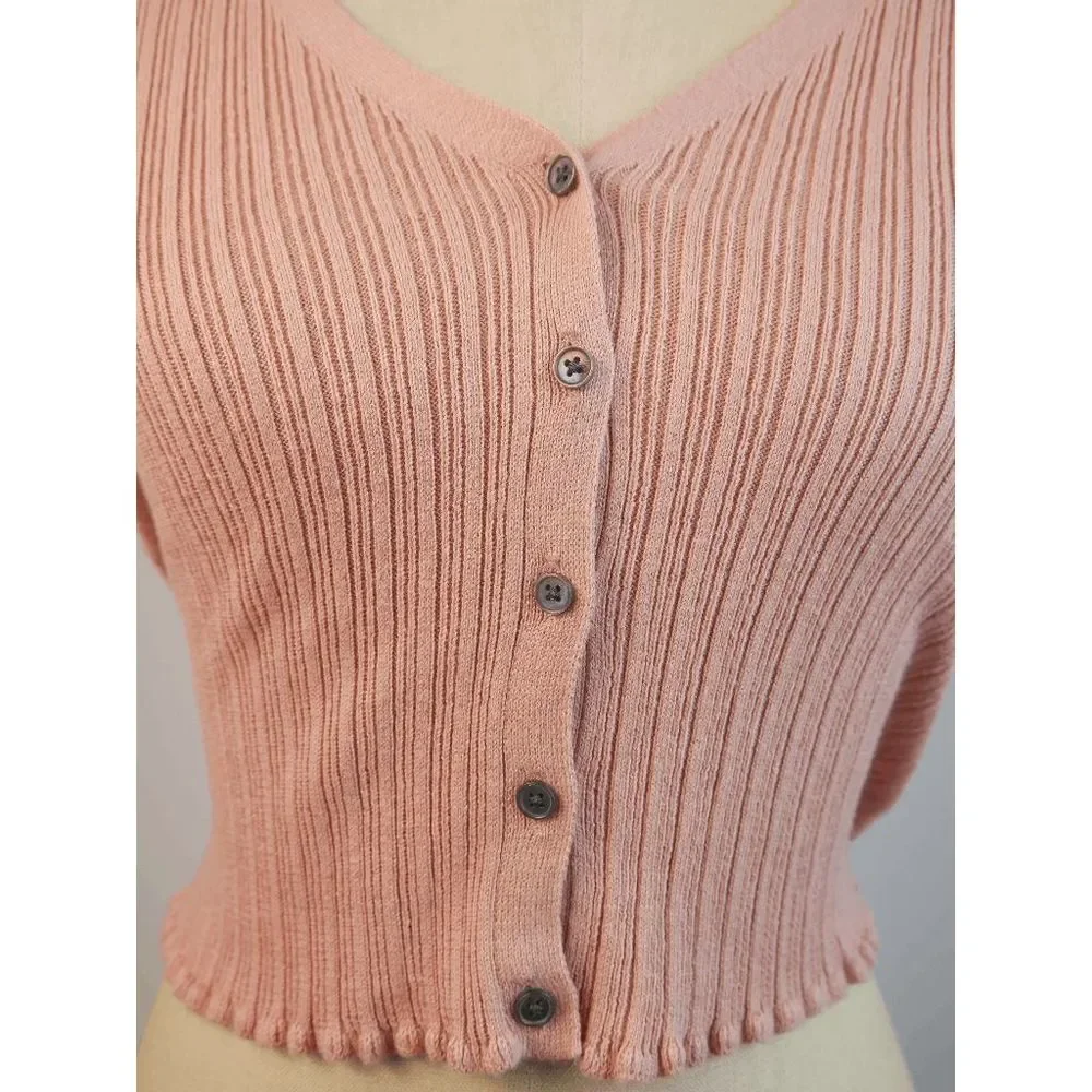 AMERICAN EAGLE | NWT American Eagle Ribbed V-neck Crop Top Size MEDIUM - Picture 2 of 8